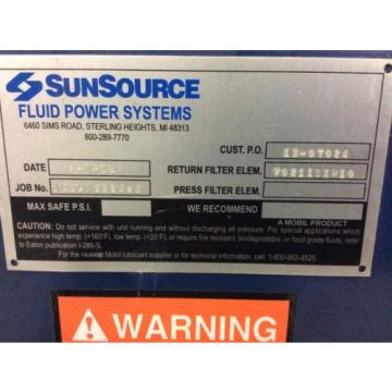 SunSource Fluid Power Systems Hydraulic System, Vickers PVQ32 pump, 90gal Tank