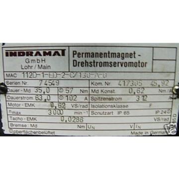 REXROTH INDRAMAT MAC 112D-1-ED-2-C/130-A-0 Servomotor -used-