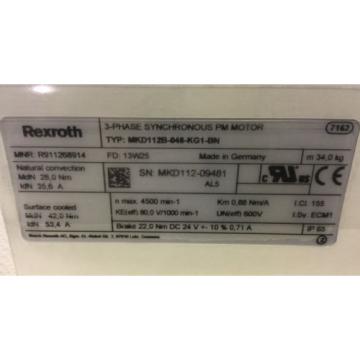 REXROTH 3-Phase Synchronisiert PM MOTOR / Typ : MKD112B-048-KG1-BN