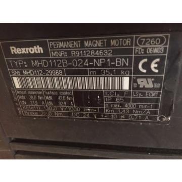 Origin REXROTH MHD112B-024-NP1-BN,R911284632 PERMANENT MAGNET MOTOR,4000,130v,BOXYN