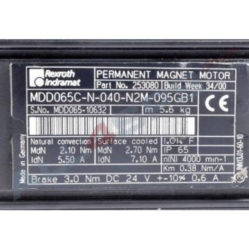 BOSCH REXROTH INDRAMAT DREHSTROMSERVOMOTOR, MDD065C-N-040-N2M-095GB1 GEBRAUCHT