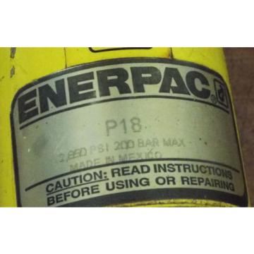 1 USED ENERPAC P18 w/ENERPAC RC-106 HYDRAULIC HAND PUMP ***MAKE OFFER***