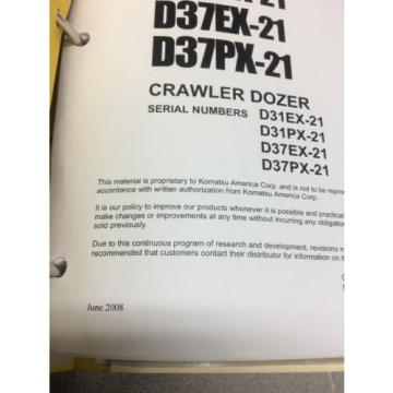 KOMATSU D31EX-21 D31PX-21 D37EX-21 D37PX-21 Crawler Dozer Shop Manual / Service