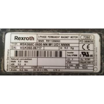 Rexroth Italy Japan MSK060C-0600-NN-M1-UG1-NNNN Servomotor 6000 min-1 (R911306053)